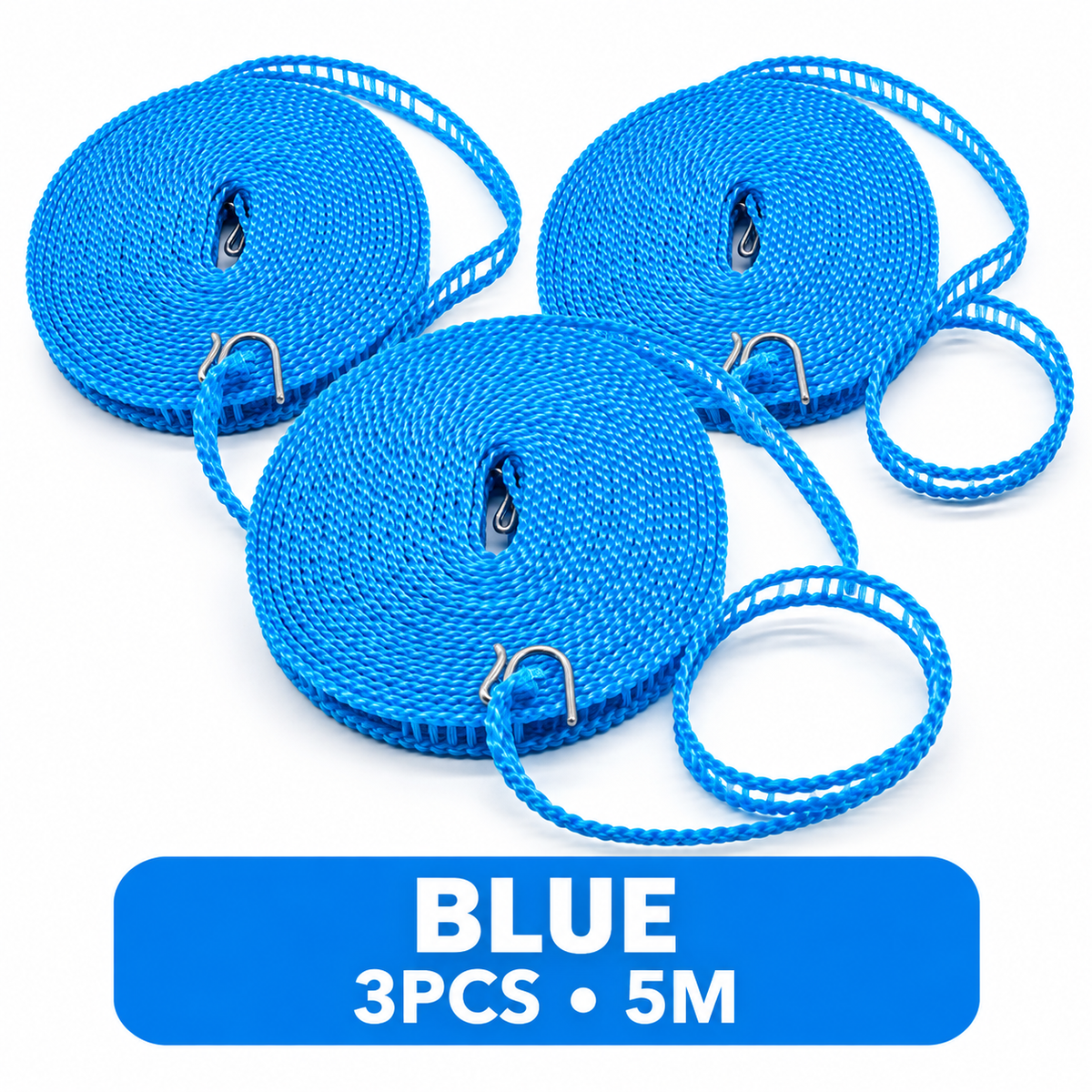 🔥Hot Sale - 50% OFF🔥 3-Pack Adjustable Windproof Clothesline with Hooks