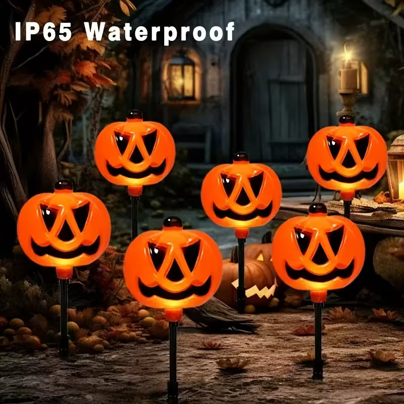 5-Pack Solar Pumpkin Pathway Lights – Halloween Outdoor Yard Decor 🎃