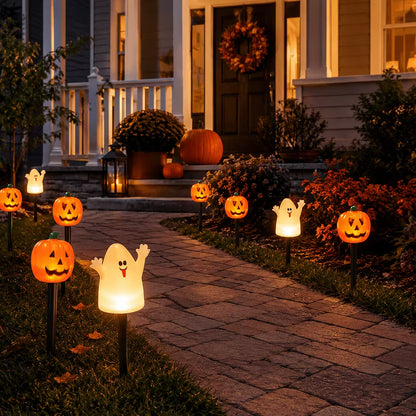 5-Pack Solar Pumpkin Pathway Lights – Halloween Outdoor Yard Decor 🎃