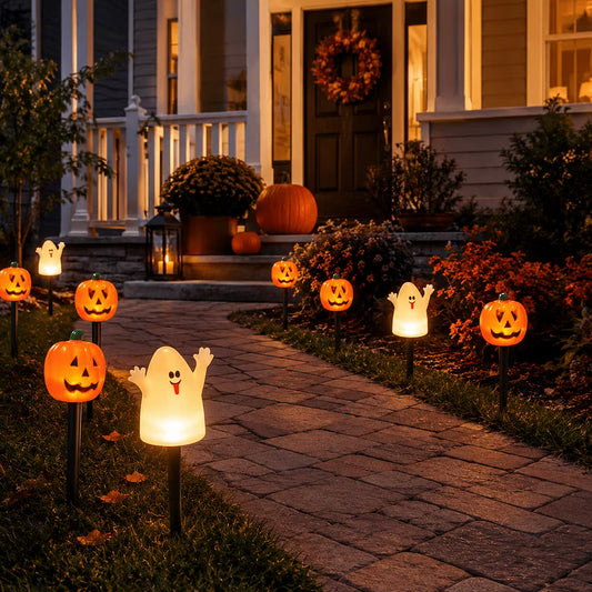 5-Pack Solar Pumpkin Pathway Lights – Halloween Outdoor Yard Decor 🎃