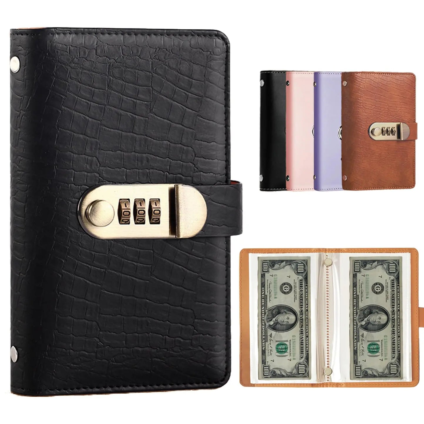 Lockable Cash Savings Album – 100 Pockets for Bills & Money Organization