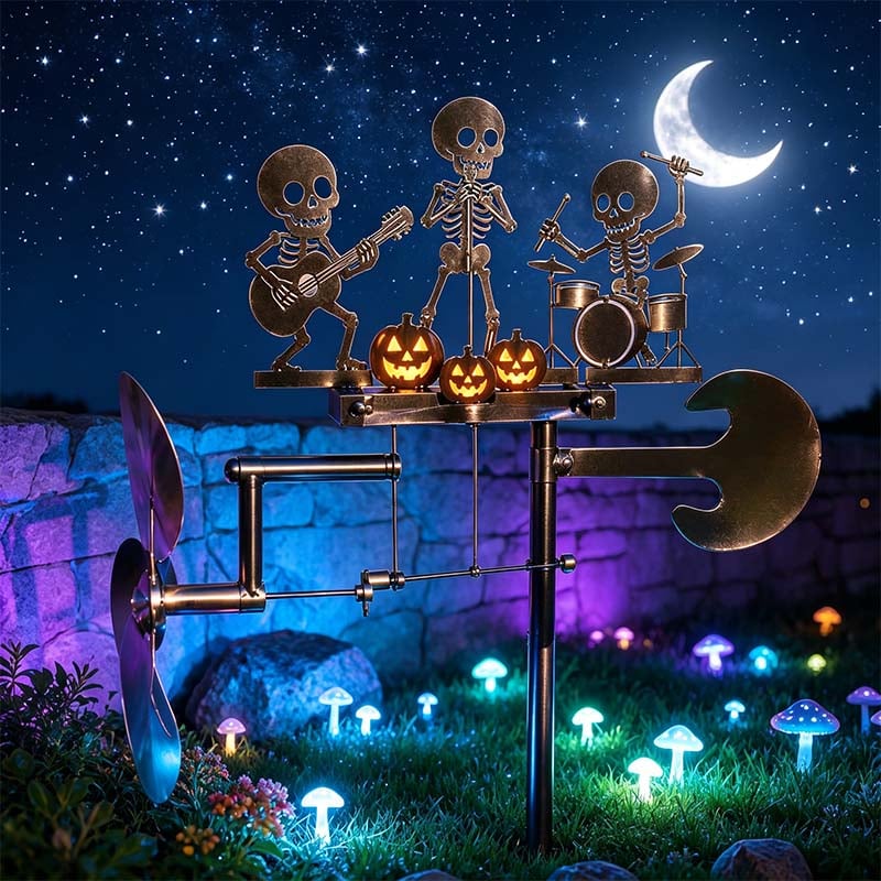 🎃 Halloween Early Bird Sale | 49% OFF💀🎃Halloween Skeleton Metal Drummer Kinetic Wind Spinner