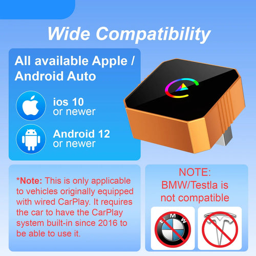 🔥Last Day 50% OFF🔥 Wireless CarPlay & Android Auto Adapter Dongle, Wired to Wi-Fi Conversion for 2016+ Factory CarPlay Cars