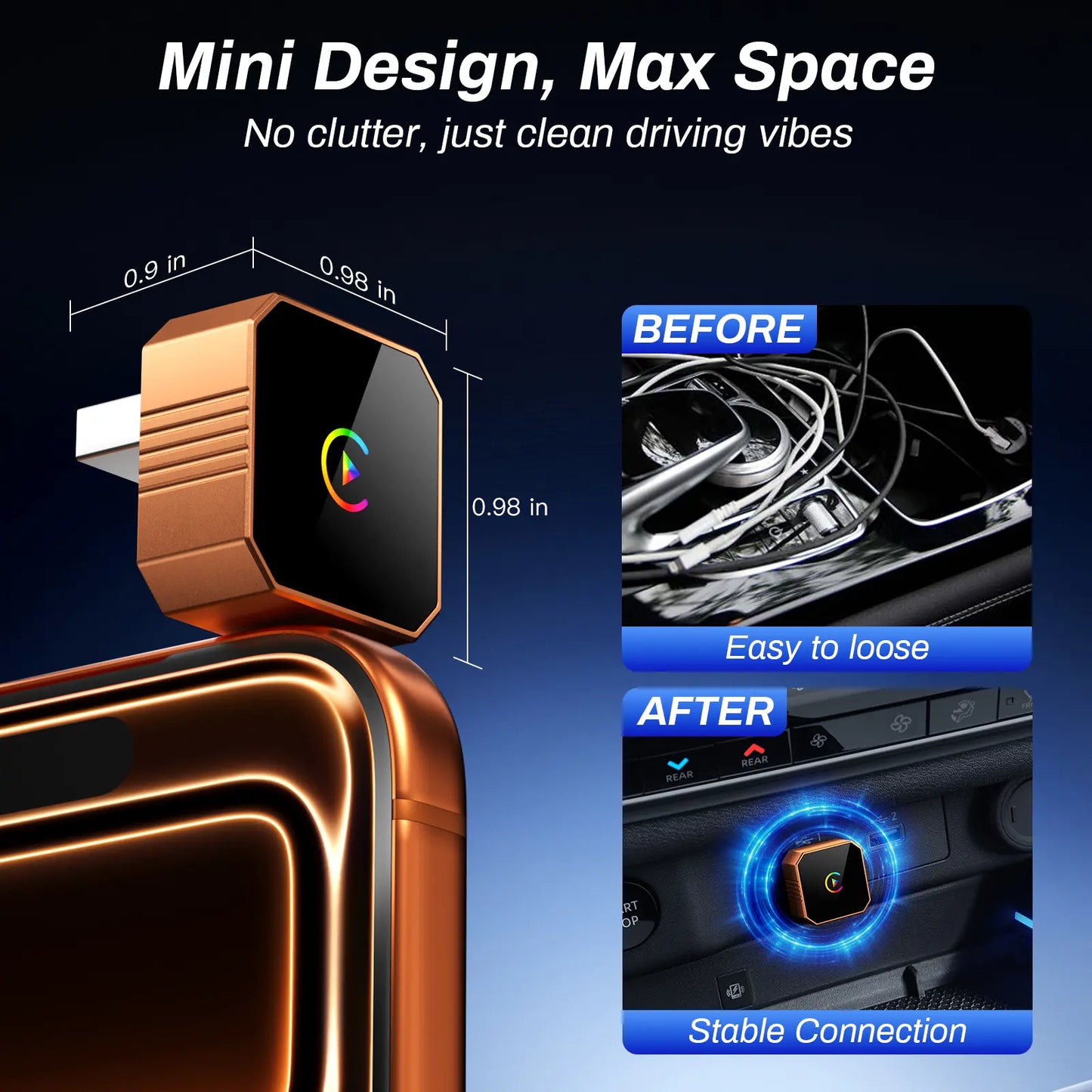 🔥Last Day 50% OFF🔥 Wireless CarPlay & Android Auto Adapter Dongle, Wired to Wi-Fi Conversion for 2016+ Factory CarPlay Cars