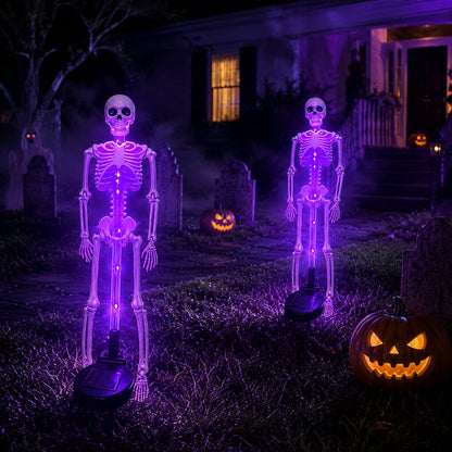 💜 Solar Light-Up Skeleton Yard Stake – Purple Glow Halloween Outdoor Decor 👻