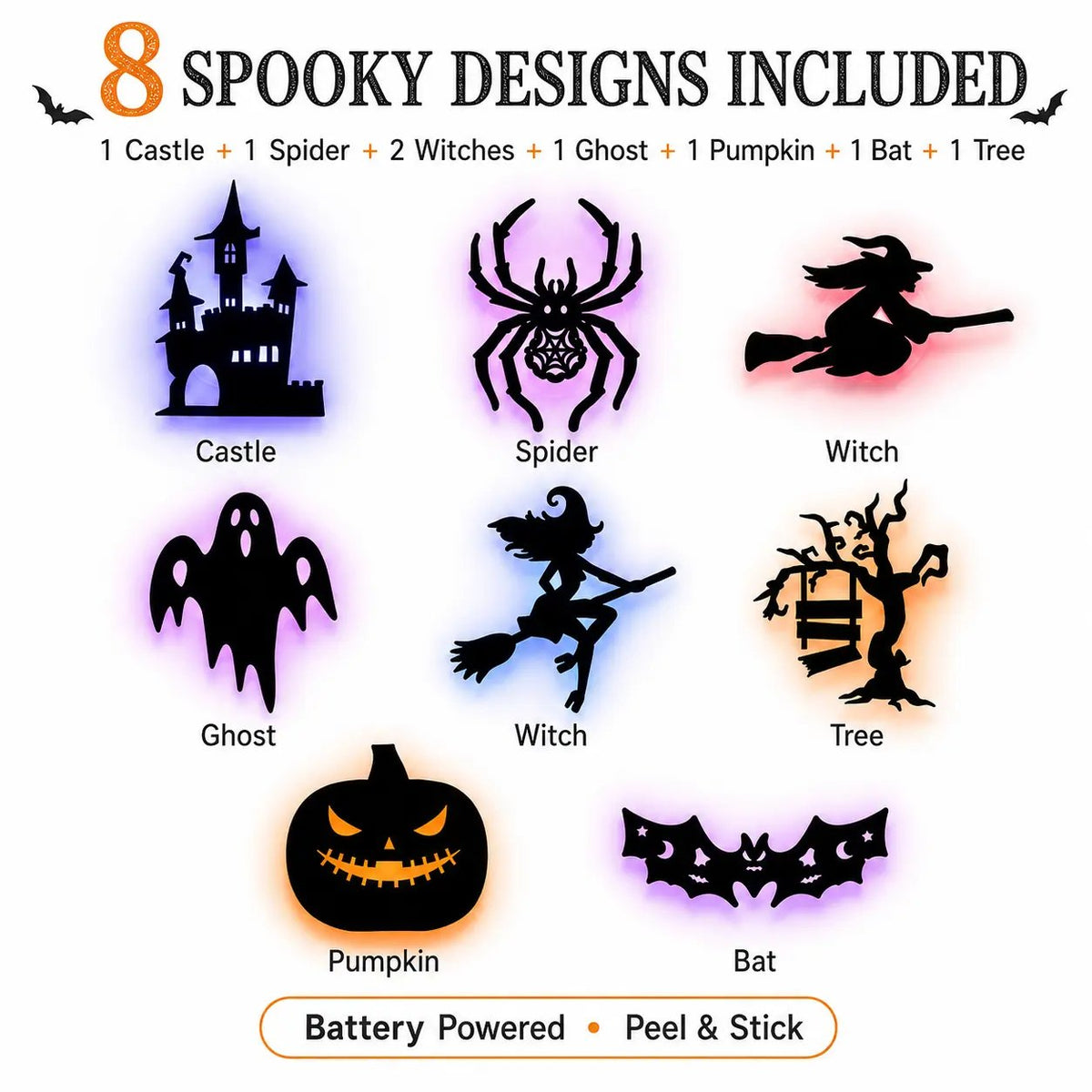 🎃 Light Up Your Halloween with Spooky LED Silhouette Wall Stickers! 👻