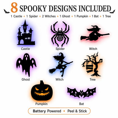 🎃 Light Up Your Halloween with Spooky LED Silhouette Wall Stickers! 👻