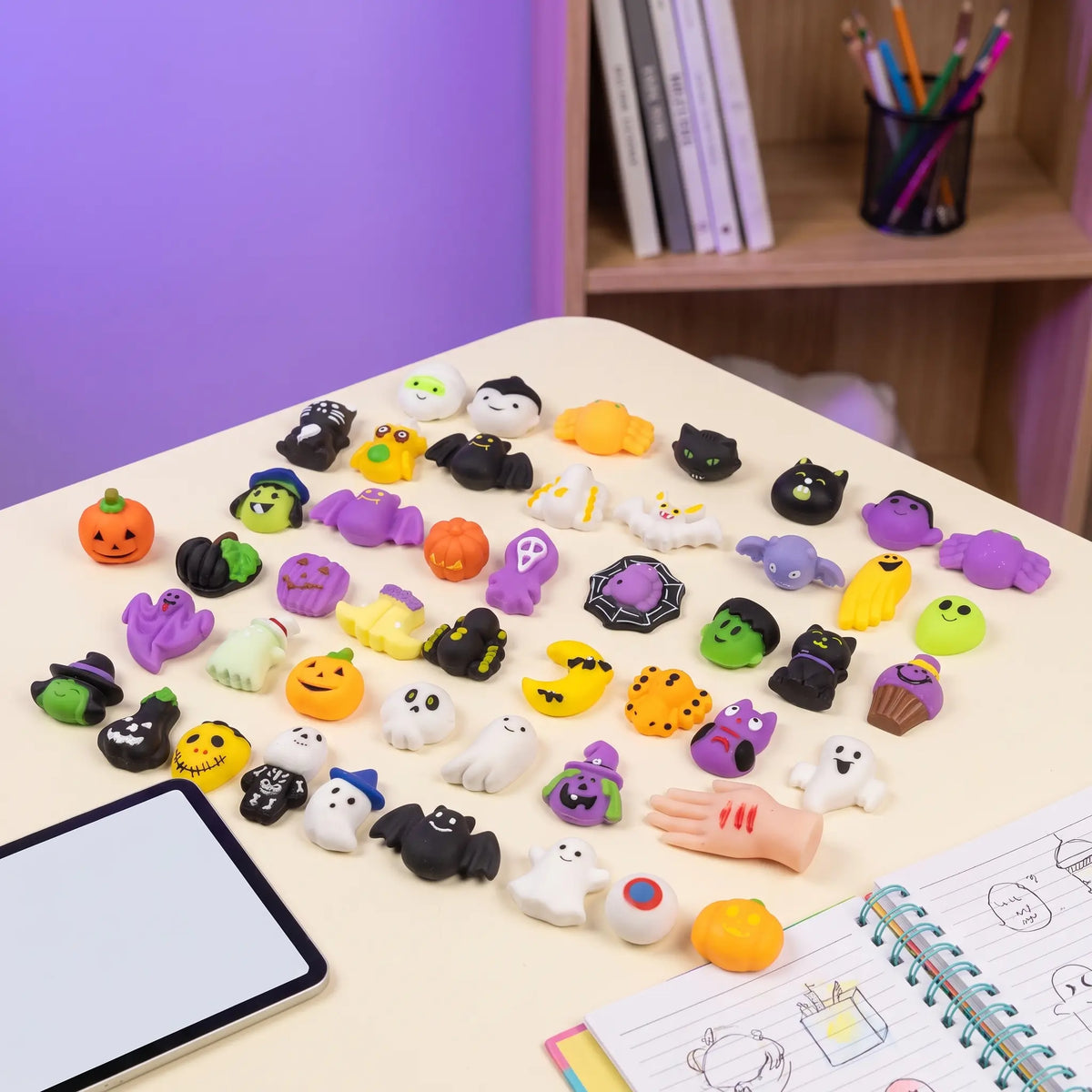 🎃 100PCS Halloween Mochi Squishy Toys – Cute Sensory Party Favors & Goodie Bag Fillers✨