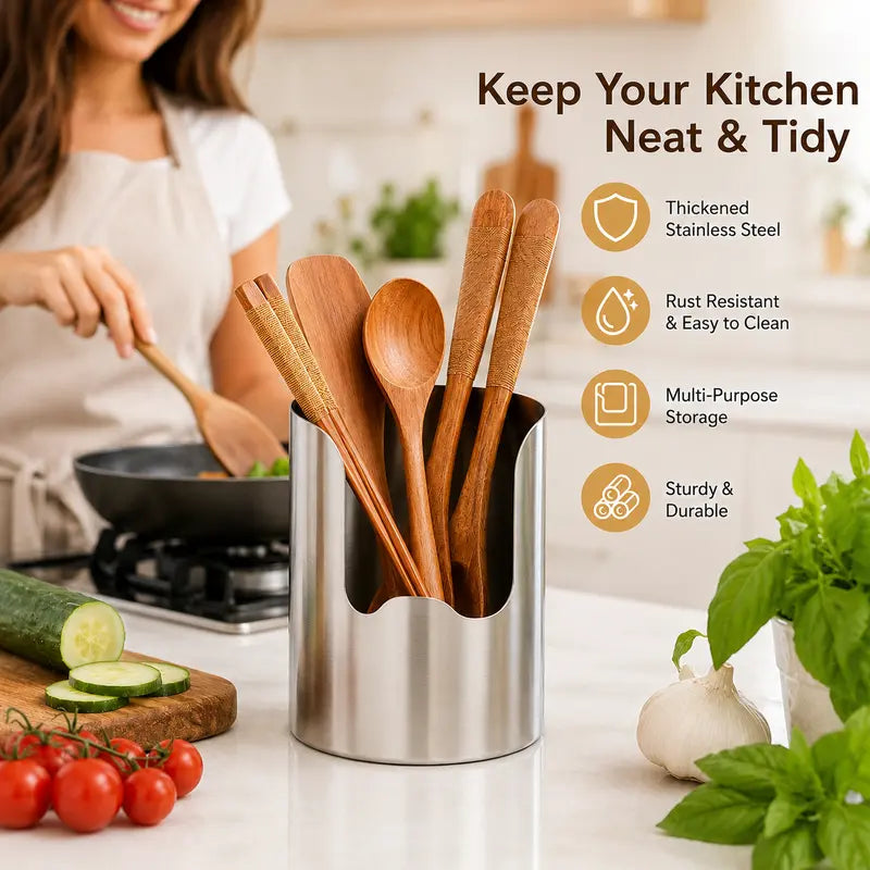 Premium Stainless Steel Utensil Organizer – Rust Resistant Cutlery Holder with Easy-Clean Design for Kitchen Drawers & Countertops
