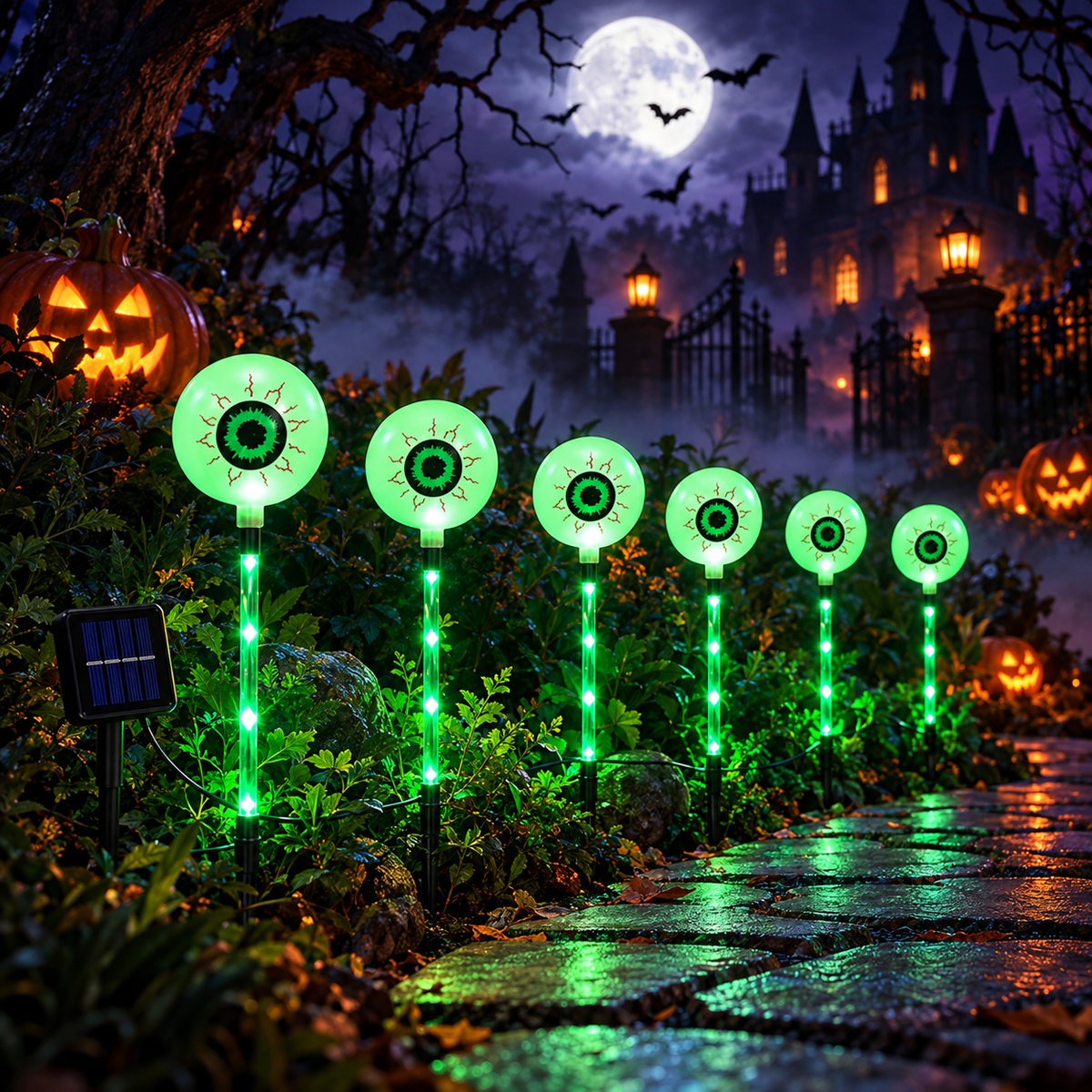 🎃 Solar Halloween Pathway Lights – Pumpkin, Ghost & Eyeball Garden Stakes