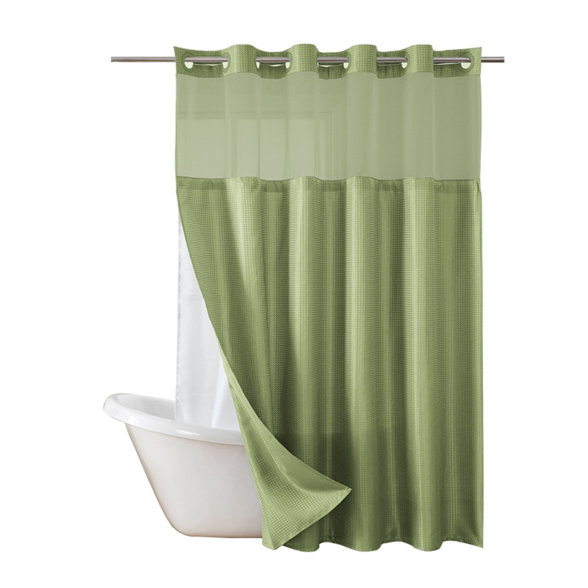 No Hook Shower Curtain with Snap in Liner