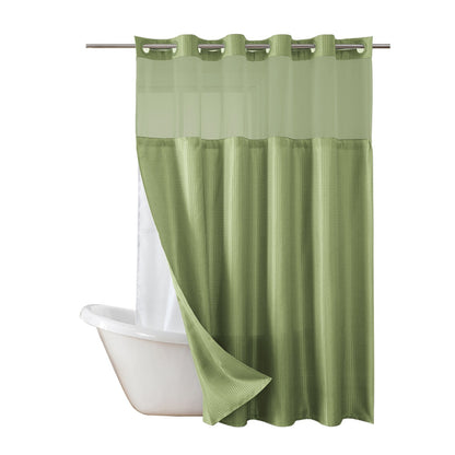 No Hook Shower Curtain with Snap in Liner