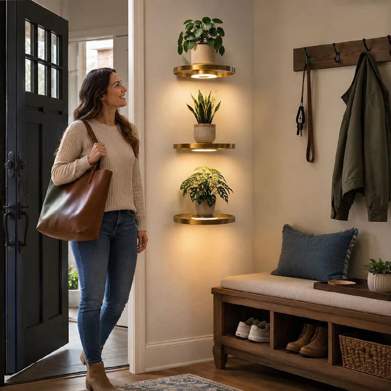 🔥Last Day 49% OFF🌿 Floating Plant Shelf with Built-in Ambient LED Light
