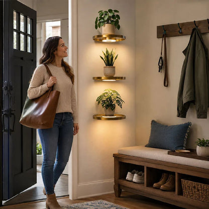 🔥Last Day 49% OFF🌿 Floating Plant Shelf with Built-in Ambient LED Light