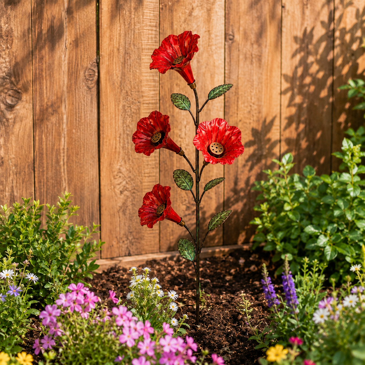 💥 LAST DAY 50% OFF✨ Vintage Red Flower Hummingbird Feeder Garden Stake
