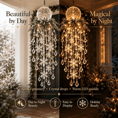 ❄️Crystal Cascade Christmas Light – Hanging Snowflake & Crystal LED Porch Décor ✨