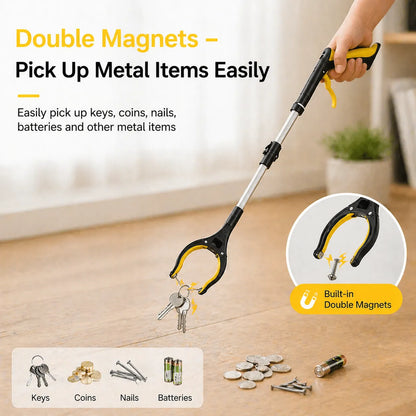 43' Extra Long Grabber Reacher Tool – Heavy Duty with 360° Rotating Jaw & Magnets