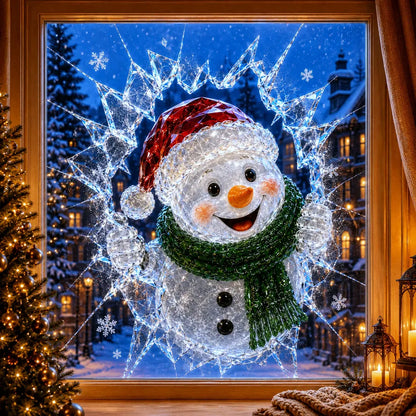 ✨🎄Crystal Christmas Break-In Window Decal — 3D Shattered-Glass Holiday Window Decoration