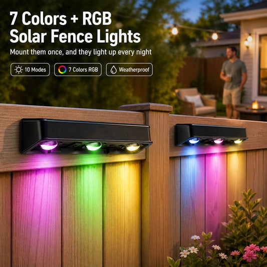 💥LAST DAY 70% OFF🔥💡 7 Colors + RGB Solar Fence Lights