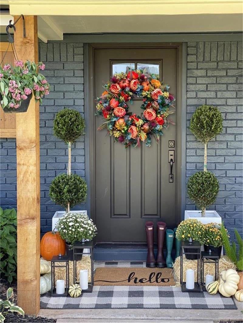 💖Last Day 49% OFF💖Fall Peony And Pumpkin Wreath - Year Round Wreath--🔥BUY 2 FREE SHIPPING