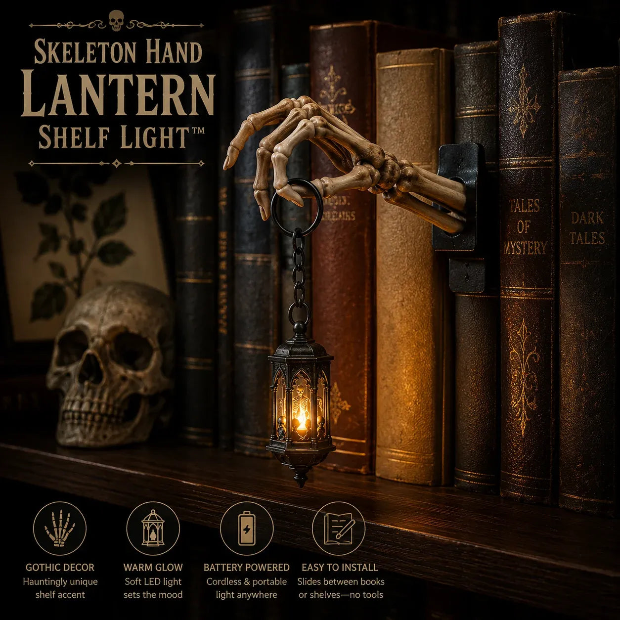 🔥Last Day 70% OFF😍💀Skeleton Hand Lantern Shelf Light™