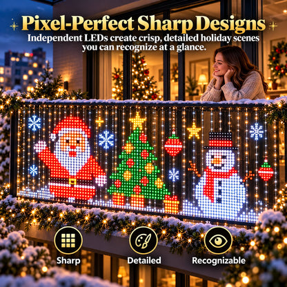 Animated Christmas LED Light Curtain | Custom App Designs & Remote Control
