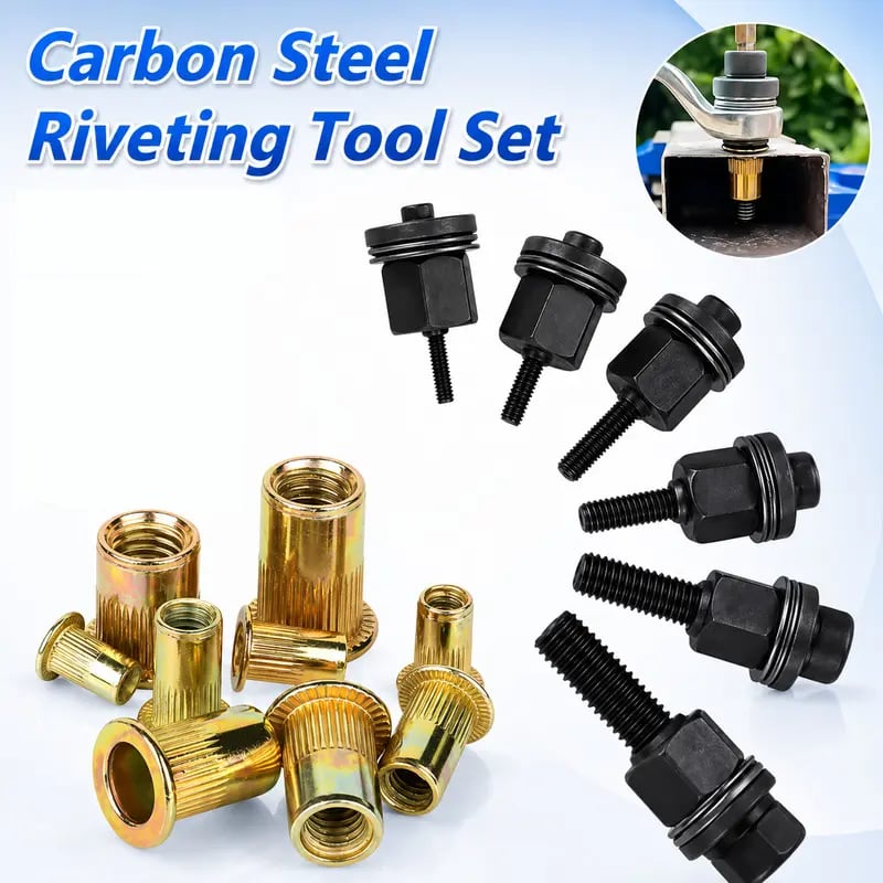 🏆LAST DAY SALE 49% OFF🛠️Head Rivet Nut Tool, M3 M4 M5 M6 M8 Rivnut Kit,Carbon Steel Rivnut Set