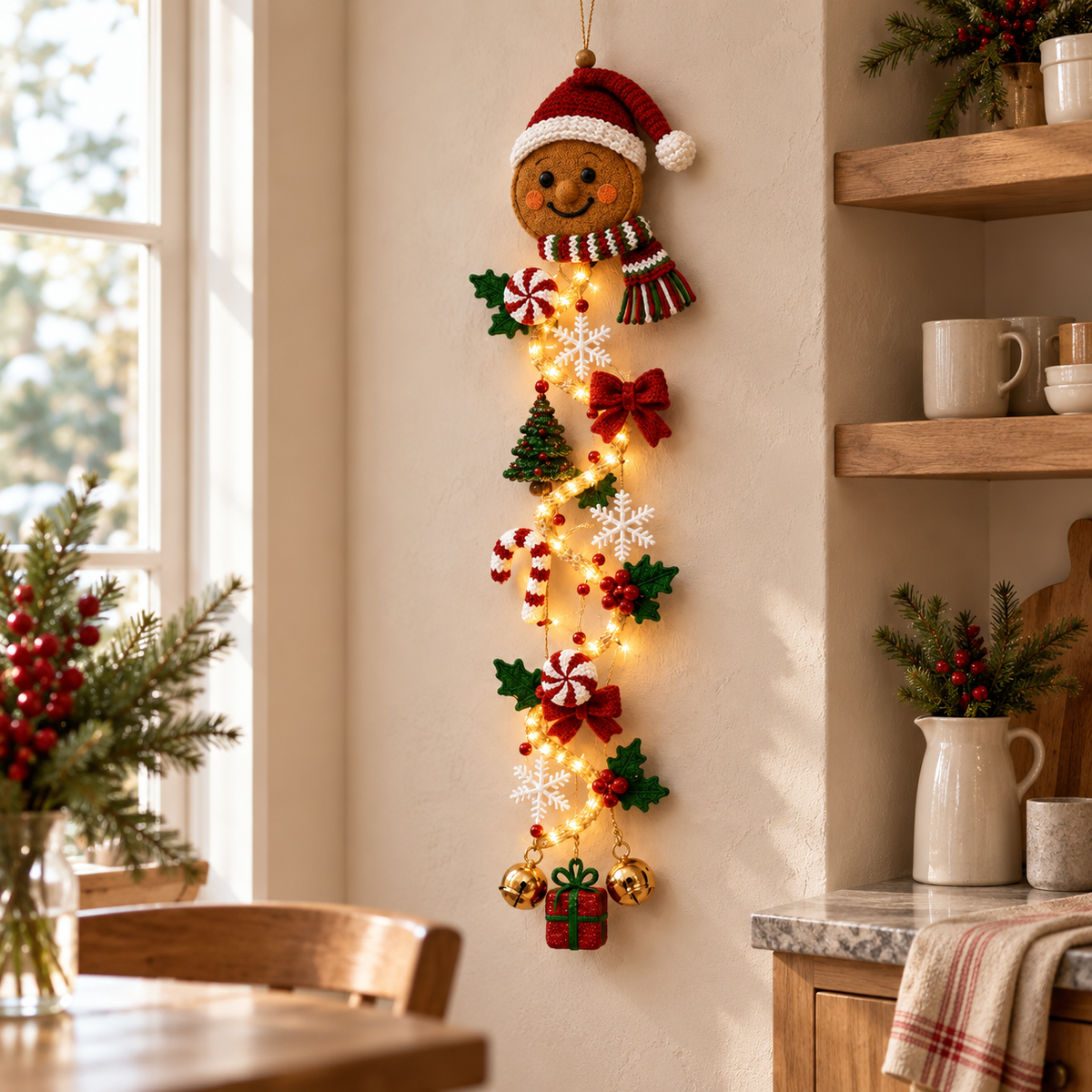 🎄 Lighted Christmas Door Hanger | 6 Festive Designs with Warm LED Glow & 3D Holiday Details