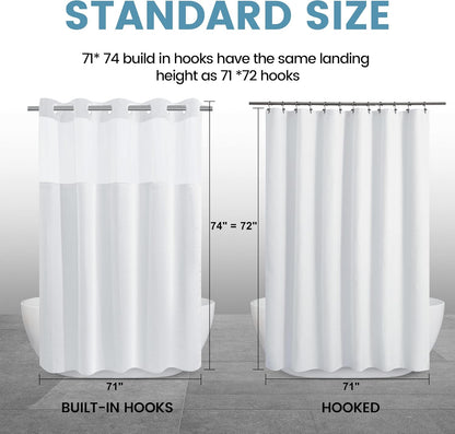 No Hook Shower Curtain with Snap in Liner