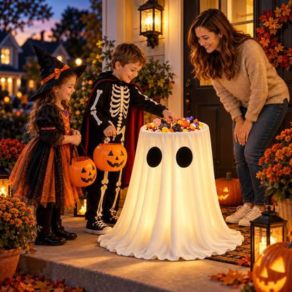 👻 Adjustable Light-Up Ghost Candy Bowl – 8-Mode Halloween Treat Holder with Remote & Timer