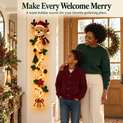 🎄 Lighted Christmas Door Hanger | 6 Festive Designs with Warm LED Glow & 3D Holiday Details
