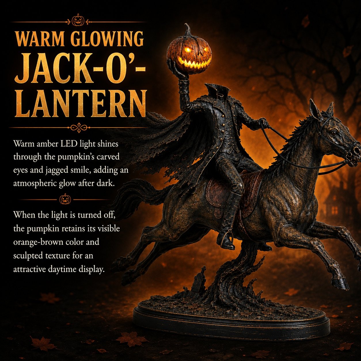 🏇 Headless Horseman Halloween Statue – Midnight Chase Outdoor Spooky Decor