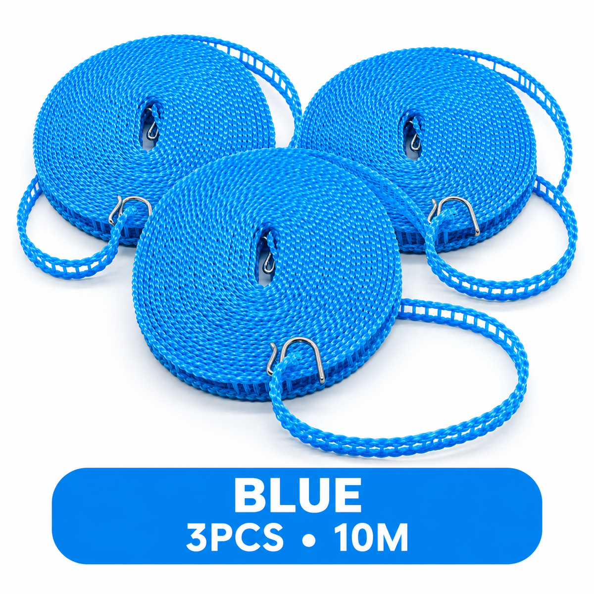 🔥Hot Sale - 50% OFF🔥 3-Pack Adjustable Windproof Clothesline with Hooks