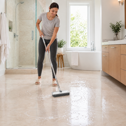 3-in-1 Long Handle Floor Scrub Brush – Scrub, Reach & Squeegee