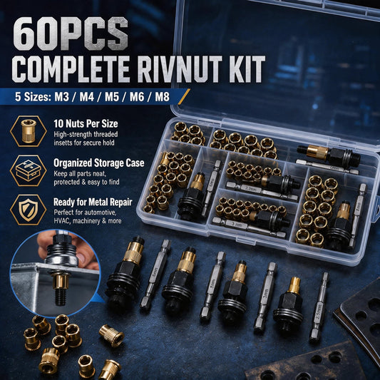 🔥 Best Seller | Heavy-Duty Carbon Steel Rivet Nut Kit – Create Strong Threads in Any Metal