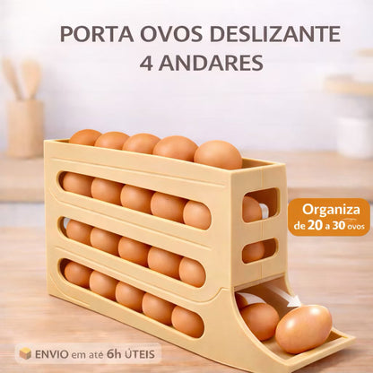 Porta Ovos 4 Andares Deslizante – Organize sua Geladeira  🥚✨