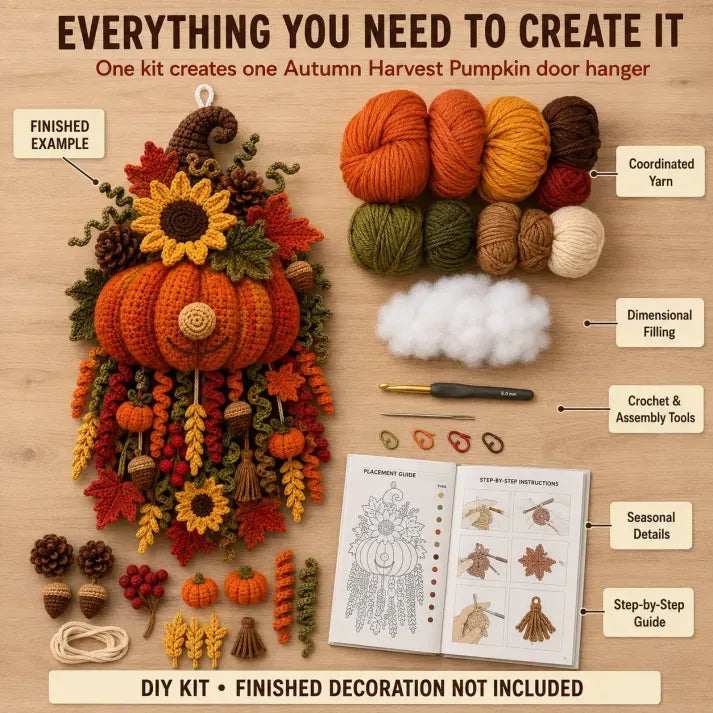 🧶 DIY Seasonal 3D Crochet Door Hanger Kit – Complete Yarn, Accessories & Step-by-Step Instructions