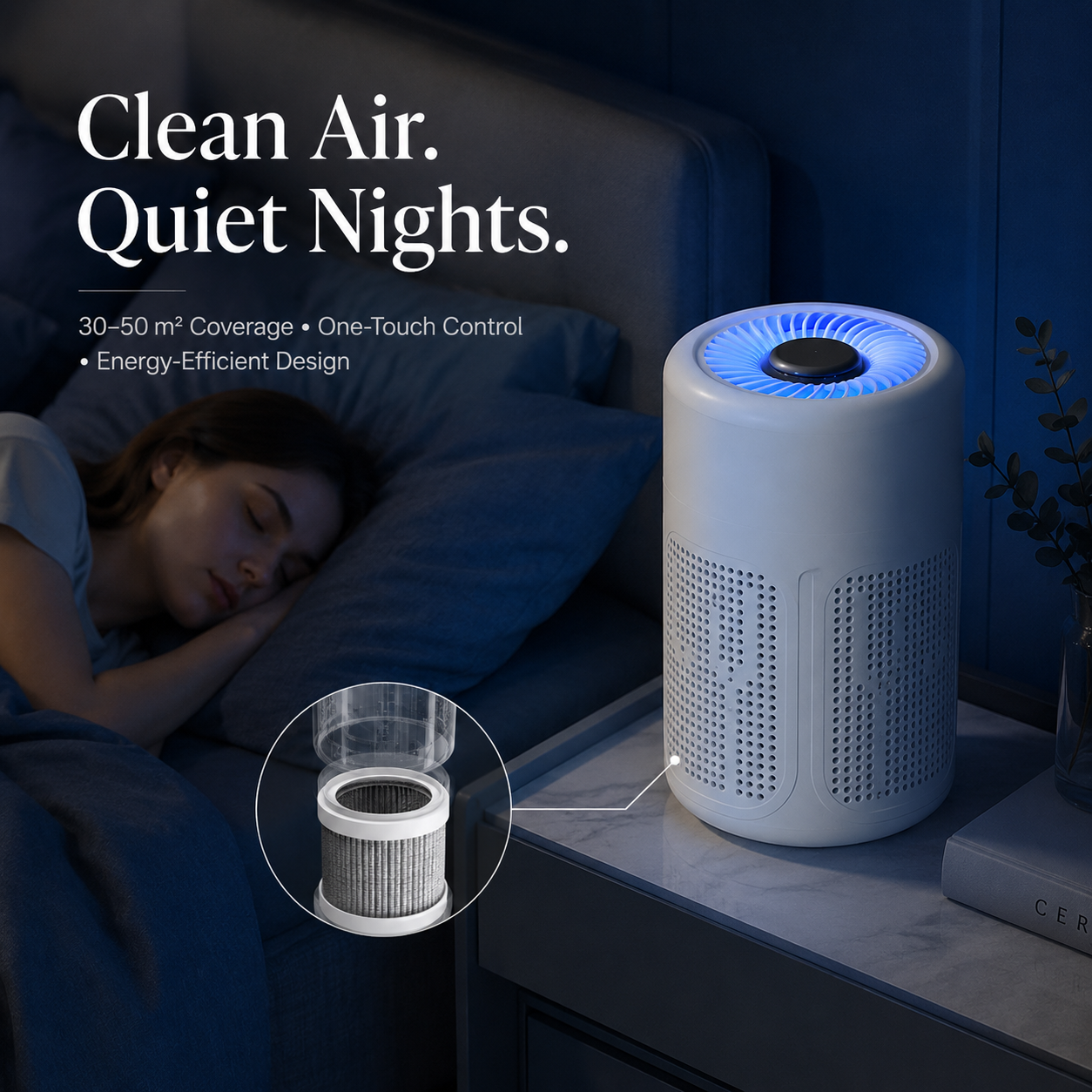 🏠 Compact Home Air Purifier – Multi-Layer Filter, Quiet Operation, Energy-Efficient – Perfect for Allergies, Dust & Pet Hair 🌿