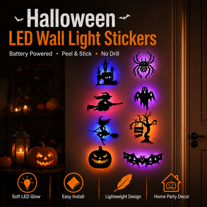 🦇 Adesivos de Parede de Halloween que Brilham no Escuro – Conjunto com 30 Peças para Portas, Janelas e Cenários de Festa 🎃👻