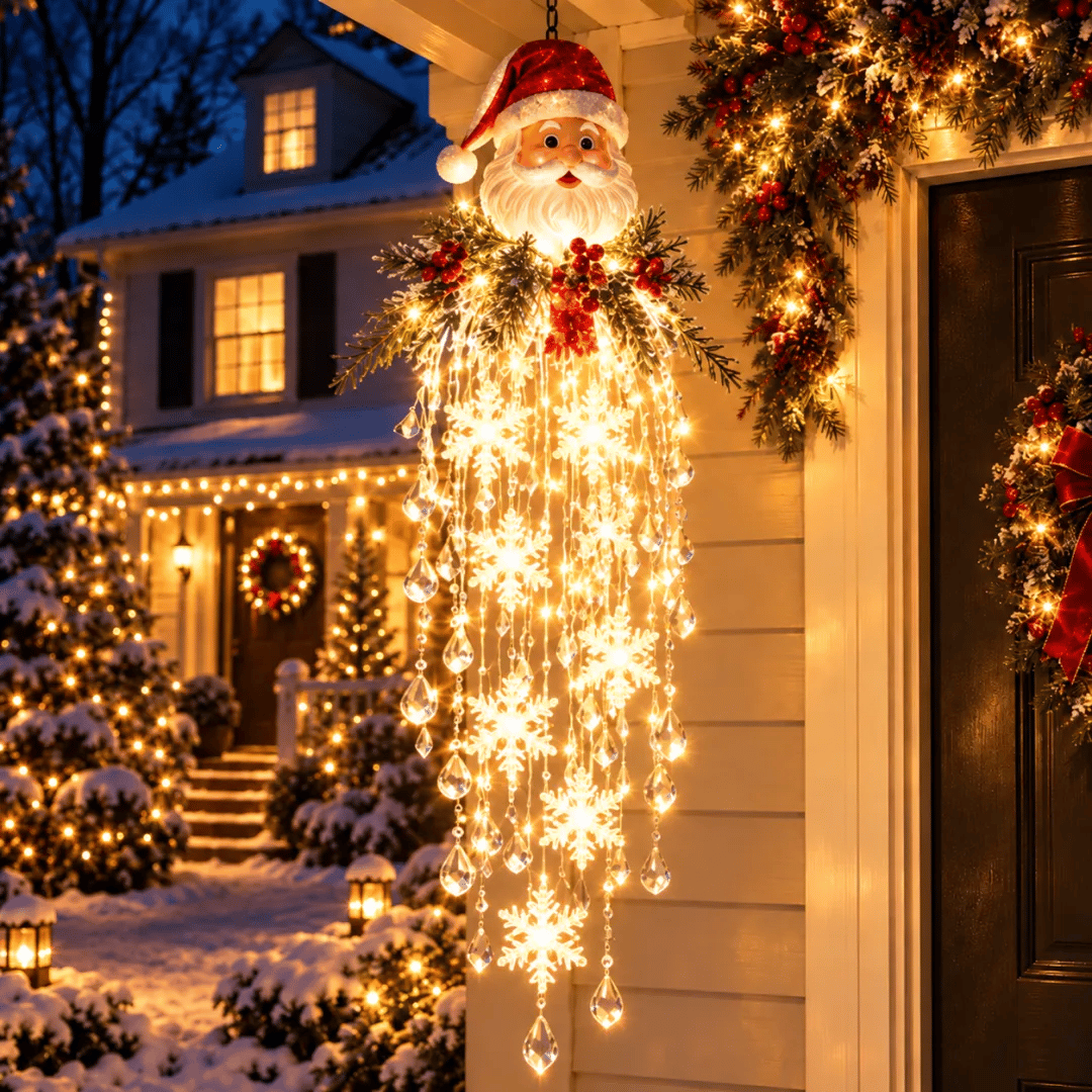 ❄️Crystal Cascade Christmas Light – Hanging Snowflake & Crystal LED Porch Décor ✨