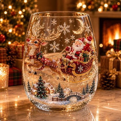✨🎄Magical Christmas 3D Glass Cup Collection – Santa, Reindeer, Snowman & Christmas Tree
