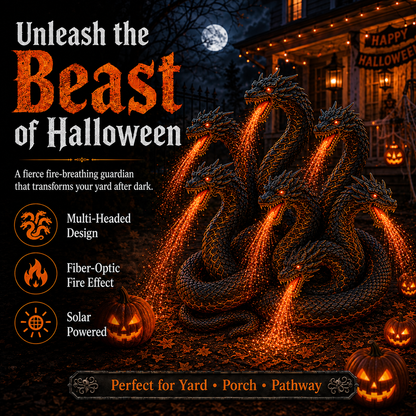 Fire-Breathing Orochi Solar Garden Light – Epic Multi-Headed Dragon Halloween Decor