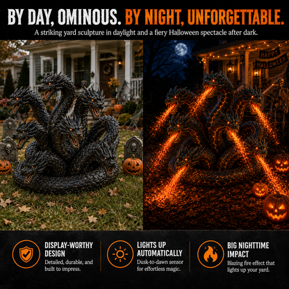 Fire-Breathing Orochi Solar Garden Light – Epic Multi-Headed Dragon Halloween Decor