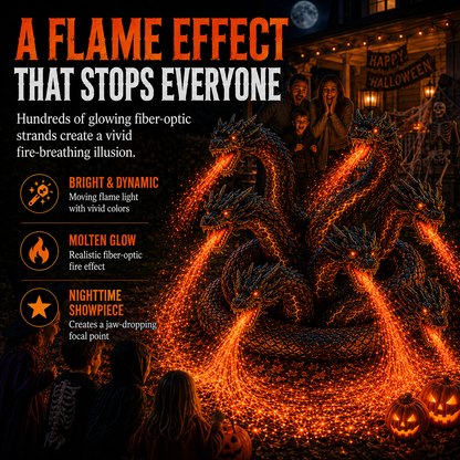 Fire-Breathing Orochi Solar Garden Light – Epic Multi-Headed Dragon Halloween Decor