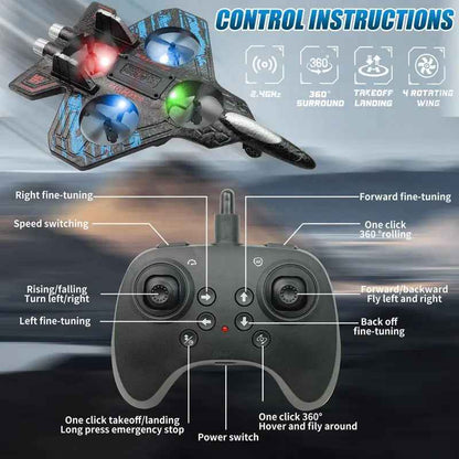 ✈️ 360° Stunt RC Drone Fighter: Flip, Glow & Fly Anywhere