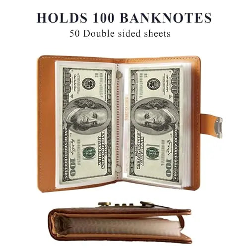 Lockable Cash Savings Album – 100 Pockets for Bills & Money Organization