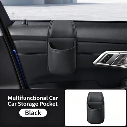 Leather Car Door Storage Pocket Double-Layer Organizer for Phones, Keys & Everyday Driving Essentials