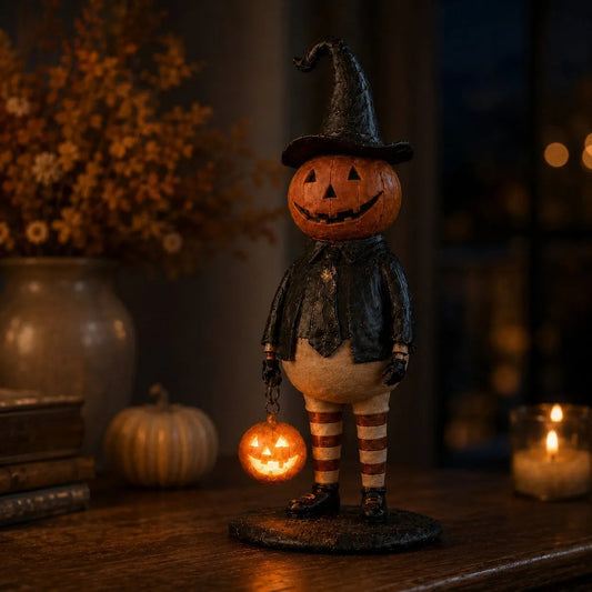 🎃✨Pumpkin Witch Lantern Figurine – Spooky Whimsy Halloween Home Decor