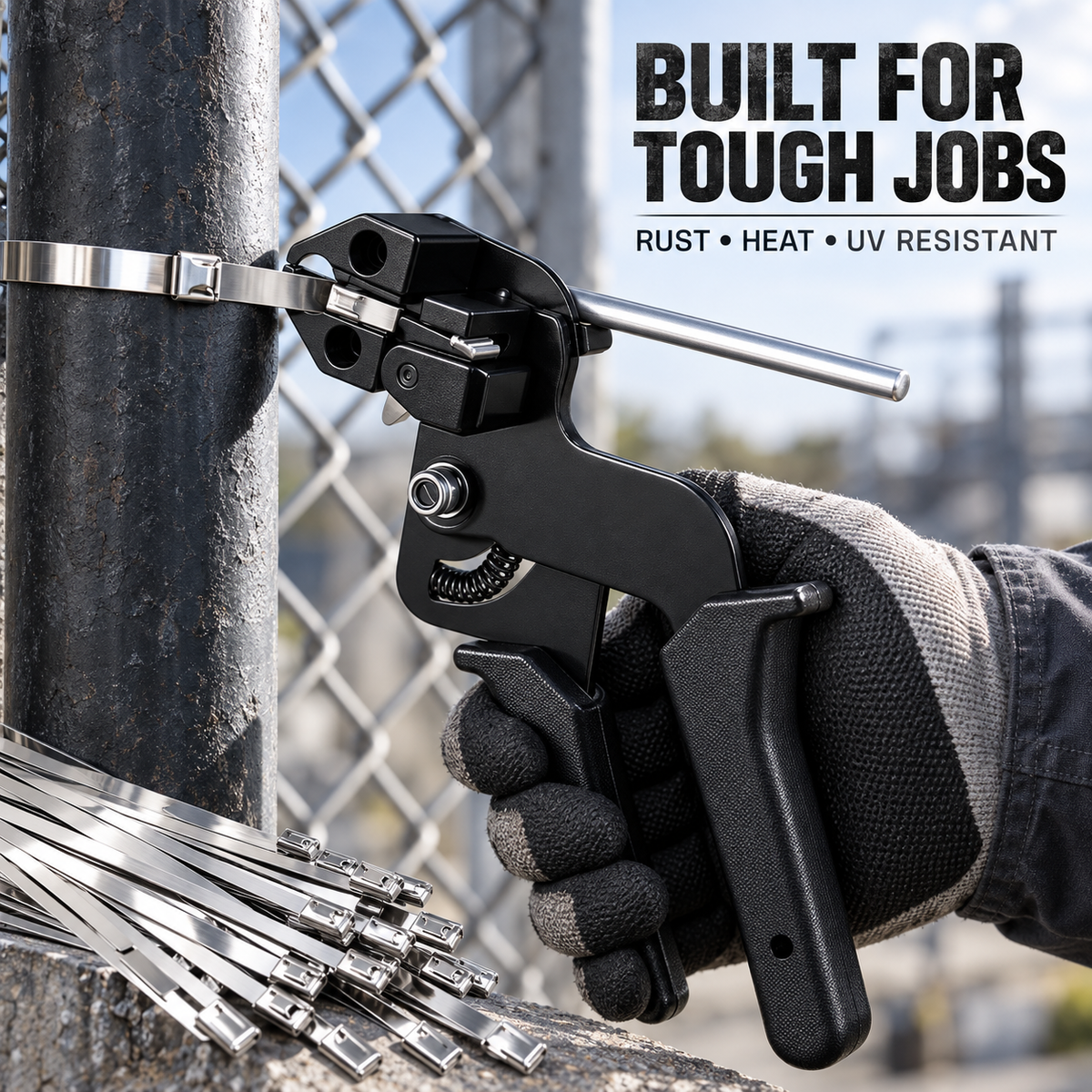 🔥Stainless Steel Cable Tie Gun with Metal Zip Ties
