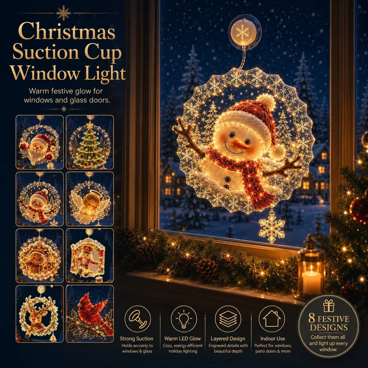 Eight Christmas Window Light Designs
